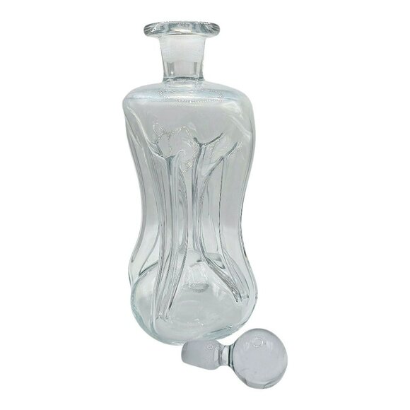 VTG Holmegaard Kluk Alcohol Decanter Danish Stopper Pinch Art Glass Blue Tint - Picture 7 of 15